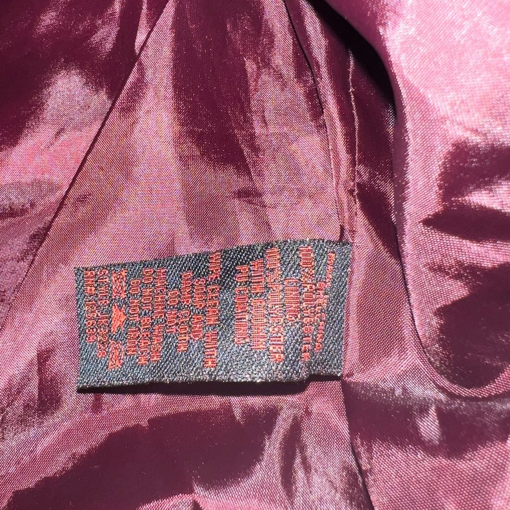 Burgundy velvet bomber jacket with embroidered rose Bin d - Picture 5 of 11